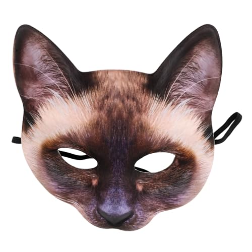 Homoyoyo 1 Stück Lustige Katzenmaske Tabby-katze-kostüm Maskenkostüm Halloween-maske Fuchsmaske Kostüm -maskerade Katzenmaske Mit Halben Augen Kostüm Maskerade Katze Gesichtsmaske Brown von Homoyoyo