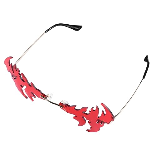 Homoyoyo 1 Stück lustige Brille farbige Gläser Rave geformt Kostümbrille Neuheit Partyzubehör Randlose Sonnenbrille lustige schauspiele Metall rot von Homoyoyo