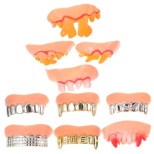 Homoyoyo 10 Stck. Teiliges Halloween Party Lustige Falsche Zähne Cosplay Masquerade Realistische Prothesen Mix aus Hautfarbenen und Gold Silberfarbenen Varianten für Erwachsene Homoyoyo 10 Stck. Teiliges Halloween Party Lustige Falsche Zähne Cosplay Masquerade Realistische Prothesen Mix aus Hautfarbenen und Gold Silberfarbenen Varianten für Erwachsene von Homoyoyo