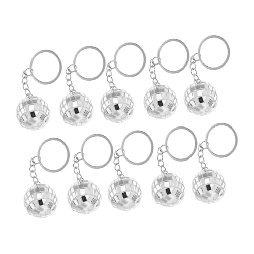 Homoyoyo 10 Stück Disco Ball Schlüsselanhänger Silber Spiegelkugel Weihnachtsbaum Hänger Kleine Discokugel Dekoration für Tasche Rucksack von Homoyoyo