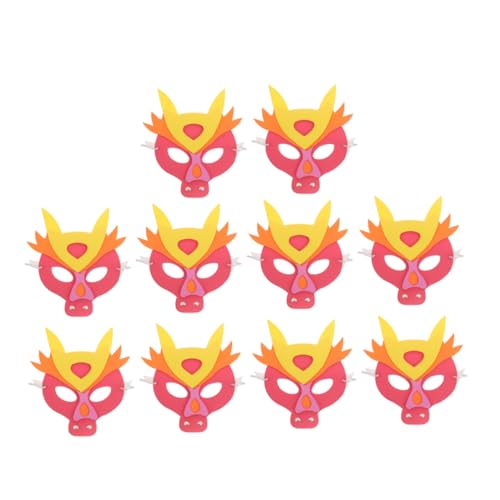 Homoyoyo 10 Stück Kindermaske zum Jahr des Drachen halloween maske halloween-maske gesichtsmaske halloween Theatermaske Cosplay Neon Maskerademaske Drachenmasken-Requisiten Eva rot von Homoyoyo