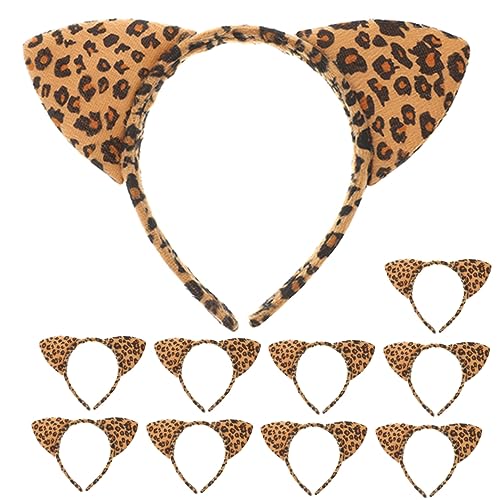 Homoyoyo Katzenohren Stirnband mit Leopardenmuster Cosplay Kopfbedeckung für Damen Halloween Stirnband Tierohren Haaraccessoire für Partys Leicht und Bequem von Homoyoyo