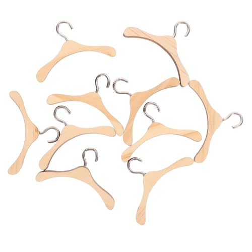 Homoyoyo 10 Stück Teiliges Holzkleiderbügel Puppenzubehör Natürlicher Holzkleiderbügel für Bjd Puppen Praktischer Puppenhaus Aufhänger zur Spielzeugorganisation von Homoyoyo