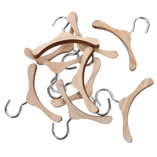 Homoyoyo 10 Stück Teiliges Holzkleiderbügel Puppenzubehör für Bjd Puppen Praktische Kleiderbügel aus Natürlichem Holz für Puppenschränke und Kinderzimmerorganisation von Homoyoyo