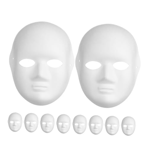 Homoyoyo 10 Stück Weiße Papiermasken Vollflächig Blanko Bemalbar DIY Kostüm Masken für Maskerade Karneval Halloween Kreative Bastelprojekte für Frauen und Partys von Homoyoyo