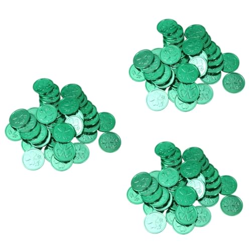 Homoyoyo 100 Stück St Patricks Day Glücksmünzen Mit Grünem Kleeblatt - Plastikspielzeug Für Tischdekoration Und Streuung Bei Irischen Feiern Und Partys - Perfektes Partyzubehör von Homoyoyo