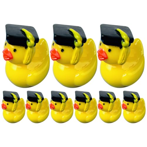 Homoyoyo 10Pcs Abschlusskappe Duck -Figuren Mit Moss Micro Landscape Kreative Harzornamente Für Büro Wohnzimmerstudie Nette Miniaturpuppenhauszubehör von Homoyoyo