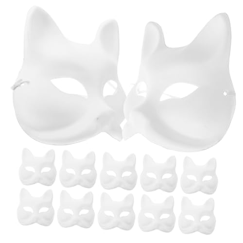 Homoyoyo 12 Stück Handbemalte Zellstoffmasken Faschingsmasken Basteln Die Weiße Maskerademaske Bemalbarer Fuchs Maskerade Maskenbasis Fuchsmaske Katze Papiermaske Halbmaske Zu Weiß Papier von Homoyoyo