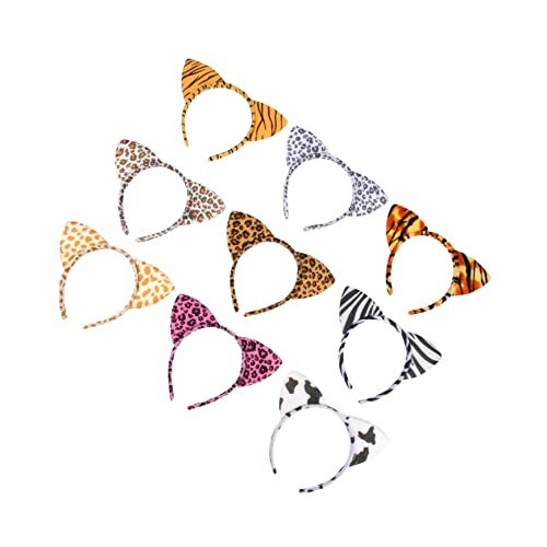 Homoyoyo 12 Stück Teiliges Leopardenmuster Katzenohren Haarbänder Weiche Cartoon Stirnbänder für Party Kostüm Bequemes Haarschmuck für Erwachsene Tier Accessoires von Homoyoyo