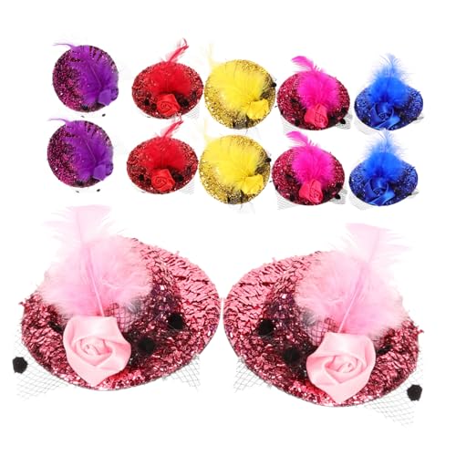 Homoyoyo 12 Stück Teiliges Mini Hut Haarclip aus Material Federleichte Fascinator Haarschmuck für Frauen und Mädchen Dekorative Haarspangen für Tee Partys Hochzeiten und Kostüm Accessoires von Homoyoyo