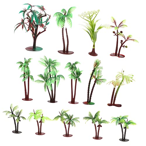 Homoyoyo 14 Stück Sandtisch Grüne Pflanzenmodellbaum Miniatur Landschaft Anlage künstlich gefälscht kokospalme stylingbã¼rsten Desktop-Ornament Szenenmodell Mikrobaummodell Plastik Green von Homoyoyo