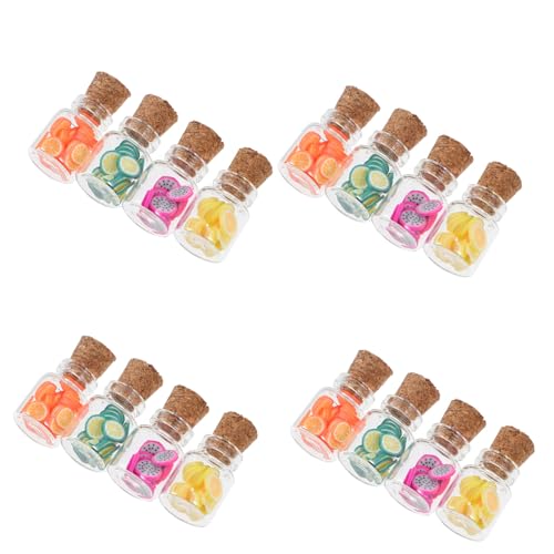 Homoyoyo Spielzeug 16 Sets Miniatur-Puppenhaus Lebensmittelbehälter Glasflasche Mini-Obst Simulationsszene Süßigkeiten-Snack-Modelle Rollenspiele Puppenhaus Küche Dekorationszubehör von Homoyoyo