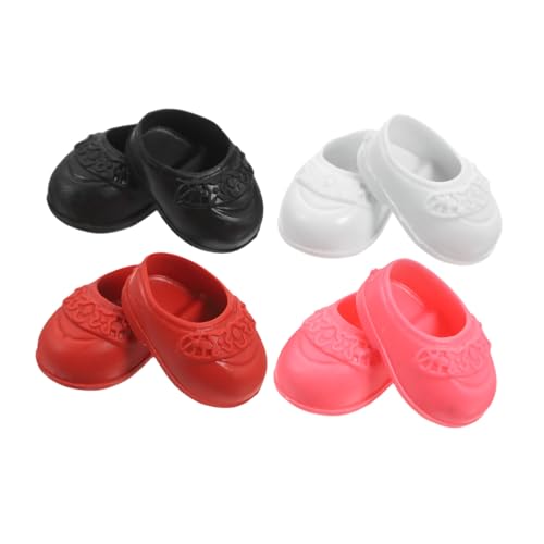 Homoyoyo 17 cm Puppenschuhe 4 Paar Mini-Flachschuhe Süße Spezielle Plastik-Flachschuhe Für 17 cm Puppenkleid von Homoyoyo