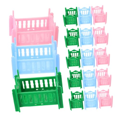 Homoyoyo 18 Stück Teiliges Puppenhaus Miniaturbett Set Bunte Babywiege Detaillierte Puppenmöbel für Realistische Miniaturmöbel für Schlafzimmer und Wohnzimmer Fördert Kreatives Rollenspiel von Homoyoyo