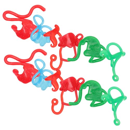 Homoyoyo 18 Stück Teiliges Weihnachts Stretchspielzeug Elastisches TPR Kletterspielzeug mit Weihnachtsmütze Handschuh Schnurrbart Klebrige Decken Fenster Spielzeuge als Party Mitgebsel und von Homoyoyo