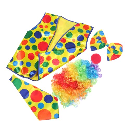 Homoyoyo 1Satz Clown Kostümset Für Erwachsene Teiliges Cosplay Zubehör Mit Clown Perücke Nase Weste Fliege Für Geburtstagsfeiern Bühnenaufführungen Halloween Darbietungen Homoyoyo 1Satz Clown Kostümset Für Erwachsene Teiliges Cosplay Zubehör Mit Clown Perücke Nase Weste Fliege Für Geburtstagsfeiern Bühnenaufführungen Halloween Darbietungen von Homoyoyo