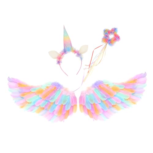 Homoyoyo 1Satz Haarreif Mit Bunten Feenflügeln Glitzerndem Sternstab Für Cosplay Kostüm Zubehör Fantastisches Kostümset von Homoyoyo