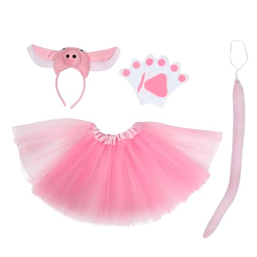 Homoyoyo 1satz Junge Mädchen Halloween Kostüm Teiliges Mit Schwein Haarreif Tutu Rock Handschuhen Und Für Junge Mädchen Cosplay Halloween-party Und Auftritte von Homoyoyo