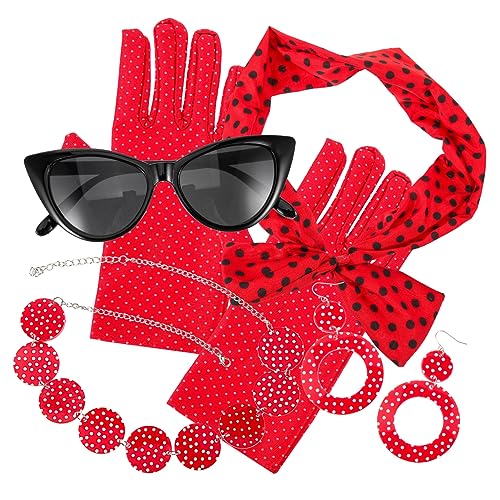 Homoyoyo 1Satz Jahre Kostümset Für Frauen Stirnband Brille Ohrringe Halskette Retro Accessoires Für Partys Rollenspiele Halloween von Homoyoyo