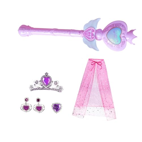 Homoyoyo 1Satz Kinderkostümset Prinzessinnen Umhang Herzförmiger Glitzer Cape Mit Leuchtstab Ohrringen Ringen Für Foto Requisiten Partys von Homoyoyo