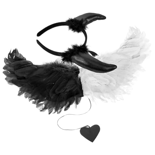 Homoyoyo 1Satz Kostümflügel Für Halloween Maskerade Teufelsflügel Mit Stirnband Requisite Für Partys Cosplay Bühnenauftritte von Homoyoyo
