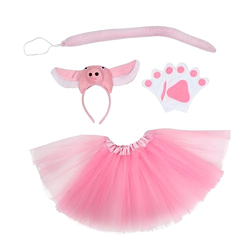 Homoyoyo 1satz Kostümset Für Mädchen Teiliges Halloween Schwein Kostüm Mit Tutu Rock Hand-schuhen Und Haarreif Für Partys Und Aufführungen Für Kleine Schweinchen-fans von Homoyoyo