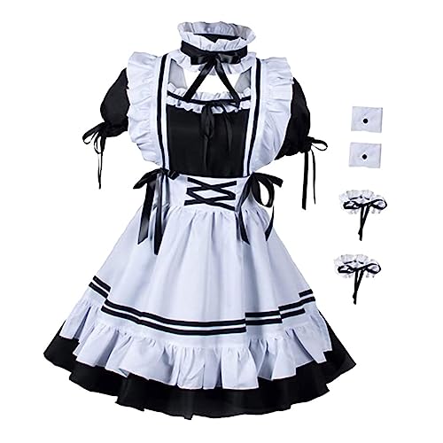 Homoyoyo 1Satz Maid Kostüm Handgemachtes Cosplay Outfit für Halloween Partys Schürze Arm Fußbändern Figurbetont für Festival von Homoyoyo