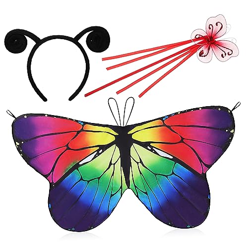 Homoyoyo 1Satz Schmetterlingsflügel Umhang Für Teiliges Kostüm Für Halloween Cosplay Tanzpartys Komfortablem Vielseitig Einsetzbar Langlebig Verschiedenen von Homoyoyo