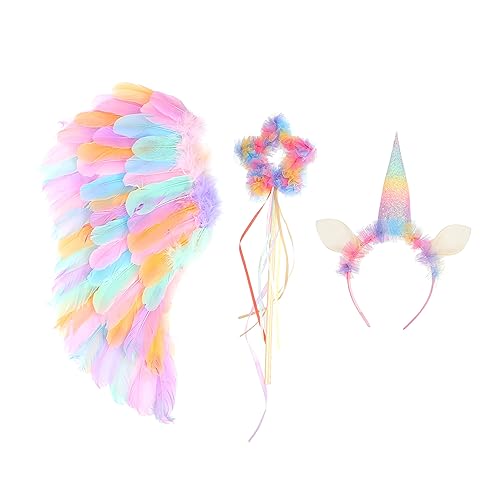 Homoyoyo 1Satz Teiliges Feeflügel Kostüm Mit Haarreif Bunten Federflügeln Für Cosplay Fotoshootings von Homoyoyo
