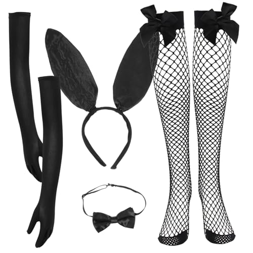 Homoyoyo 1satz Bunny Cosplay Kostüm Mit Kaninchenohren Haarreif Fliege Strümpfen Und Handschuhen Für Ostern Halloween Und Kostümpartys von Homoyoyo
