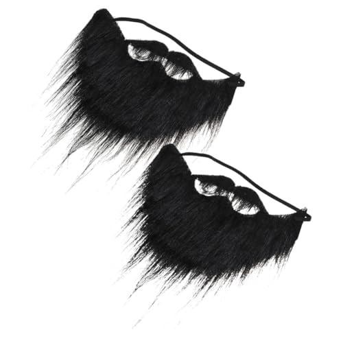 Homoyoyo 2 STK EIN lustiger falscher Bart Partybart realistischer Schnurrbart lustiger Kostümbart gefälschter Bart der Halloween-Party falscher Schnurrbart Kostümzubehör Plüschtuch Black von Homoyoyo
