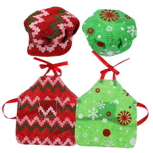 Homoyoyo 2 Sätze Miniatur Puppenschürze und Kochmütze Dekoratives Puppenzubehör Waschbar Langlebig Detailreich Gestaltet für Puppenmode DIY Kleidung und Festliche Anlässe Wie Weihnachten von Homoyoyo