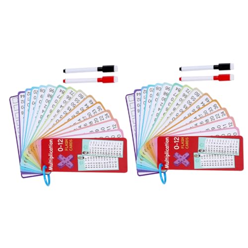 Homoyoyo 2 Sätze Multiplikation Lernkarten für Abwischbaren Markern und Ringen Wiederverwendbare Mathe Flashcards für Grundschule und Zuhause Interaktive Langlebige Papierkarten für Frühes von Homoyoyo