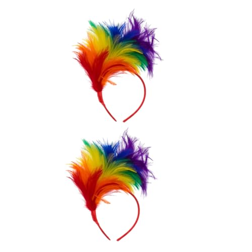 Homoyoyo 2 Stück Feder Stirnband Damen Buntes Leichtes Party Haarband mit Farbiger Plume Eleganter Haarschmuck für Halloween Hochzeit Karneval Mottoparty Teiliges von Homoyoyo