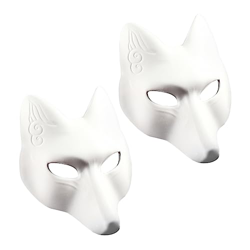 Homoyoyo 2 Stück Fuchsmaske Tiermaske Partymasken Für Erwachsene Riddler Für Frauen Pelzmaske Cosplay Halloween Raubtiermaske Halbmaske Gesicht Tier Cosplay Maske Weiß von Homoyoyo