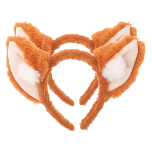Homoyoyo 2 Stück Fuchsohren Stirnband Teilig Plüsch Kopfband für Erwachsene Cosplay Kostüm Party Zubehör Weiches Bequemes Haarreif Accessoire für Karneval Fasching von Homoyoyo
