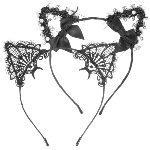Homoyoyo 2 Stück Haarschmuck Für Katzenohren Erwachsene Band Zubehör Halloween Schwarze Katzenohren Kostüm Kopfbedeckung Mit Katzenohren Katzenmädchen-cosplay Legierung von Homoyoyo