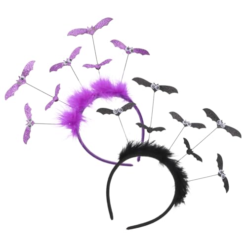 Homoyoyo 2 Stück Halloween Fledermaus Haarreif Bequemer Kopfschmuck für Partys und Cosplay Schwarzem und Pinkem Haarreif für Gruselige Halloween Events von Homoyoyo