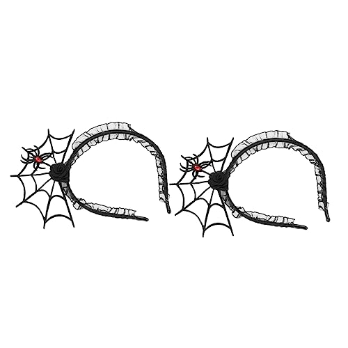 Homoyoyo 2 Stück Halloween Haarreif mit Großem Spinnennetz Design Kreativer Schwarzer Haarschmuck für Party Karneval Cosplay und Halloween Kostüm Zubehör von Homoyoyo