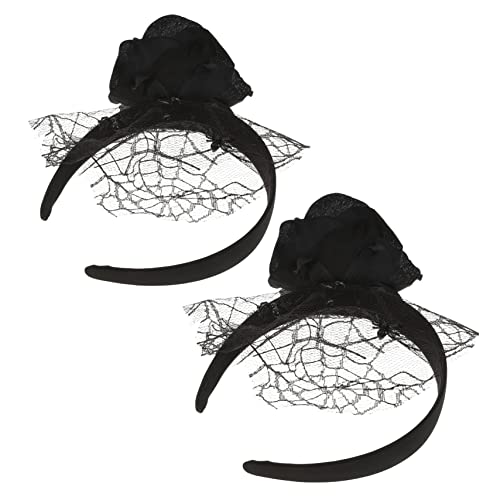 Homoyoyo 2 Stück Halloween Haarschmuck Schwarze Rosen mit Spinnennetz Mesh Kreative Festival Haarreifen für Damen Karneval Kostüm Party Accessoire von Homoyoyo