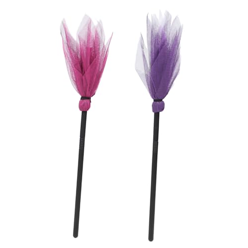 Homoyoyo 2 Stück Halloween Hexenbesen Deko Abnehmbar Buntes Kunststoff Design Kinderkostüm Zubehör für Halloween Party Gruselige Hexenbesen als und Innenraumdeko von Homoyoyo