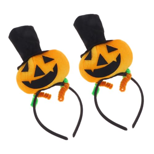 Homoyoyo 2 Stück Halloween Kürbis Kopfschmuck Mit Schwarzem Hut Und Kürbis-Ball Design – Perfekte Haarreifen Für Ihre Halloween-Party Und Festliche Kostüme von Homoyoyo