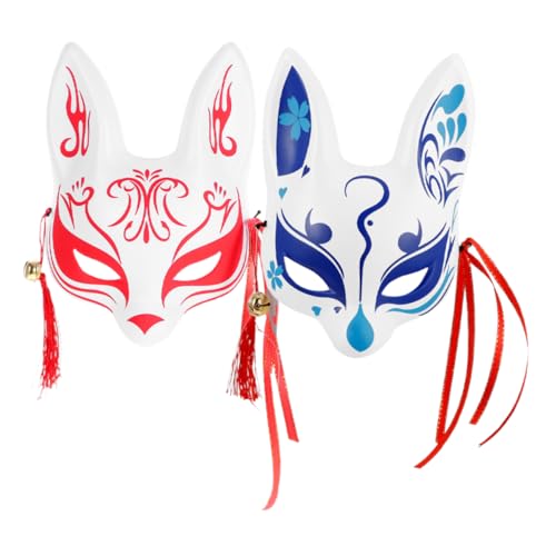 Homoyoyo 2 Stück Japanische Fuchs-Dämonenmaske Halloween-Maske weiße Plastikmaske Masken im japanischen Stil Halloween-Fuchsmaske Halbmaske ihre eine Maske realistische Gesichtsmaske PVC von Homoyoyo