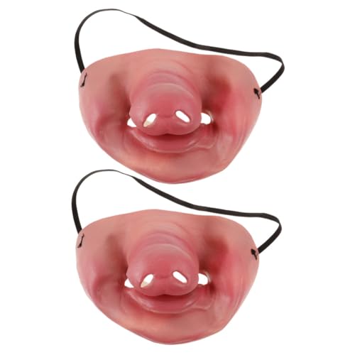 Homoyoyo 2 Stück Lustige Maske Gruselige Schweinemaske Halloween Halbgesichtsmaske Halbmaske Halloween Lustige Halloween-maske Halloween-schweinenase Tierkopfmaske Halbmaske Rosa Emulsion von Homoyoyo