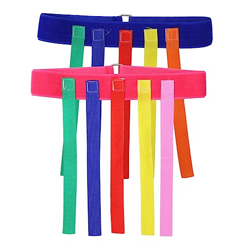 Homoyoyo 2 Stück Outdoor Set Pull Tails Gürtel aus Robustem Oxford Reißfest mit für Kindergarten Spiele und Hand Augencoordination Blau und Rosa von Homoyoyo