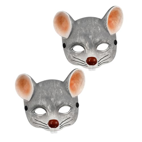 Homoyoyo 2 Stück PU Schaumstoff Rattenmasken Hellgrau Realistische Halbe Tiergesichtsmasken für Erwachsene und Vielseitig für Halloween Karneval Cosplay und Kostümpartys von Homoyoyo