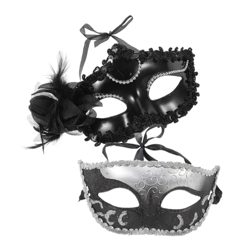 Homoyoyo 2 Stück Paar-Masken-Set Cosplay Maskerade Maske Plume-Handmaske Handmaske für Frauen Handmaskenstütze Cosplay-Maske Maskenkostüm Maskerade-Maske für Frauen Plastik von Homoyoyo