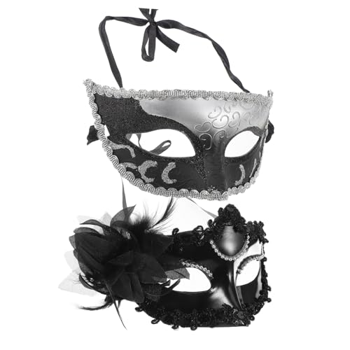 Homoyoyo 2 Stück Paar-Masken-Set halloween maske masken für halloween Masken für Veranstaltungen venezianische masken Handgehaltene Maske Cosplay-Maske Maskerade-Maske für Frauen Plastik von Homoyoyo