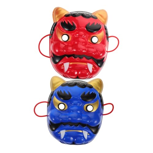 Homoyoyo 2 Stück Samurai Dämonen Maske aus Leichtem Kunststoff Ergonomisch Geformt Langlebig Lackiert Faderesistent Auffälliges Japanisches Design für Halloween Cosplay Maskenball Party von Homoyoyo