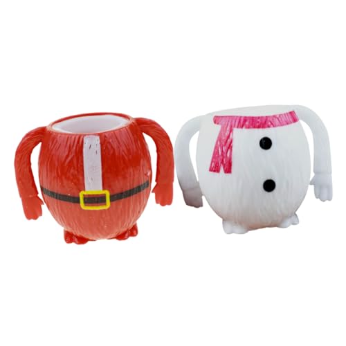 Homoyoyo 2 Stück TPR Weihnachtsmann und Schneemann Stressabbau Kleines Tragbares Weihnachtliches Squeeze Toy für Erwachsene Lustiges für Nikolaus und Weihnachtsfest von Homoyoyo